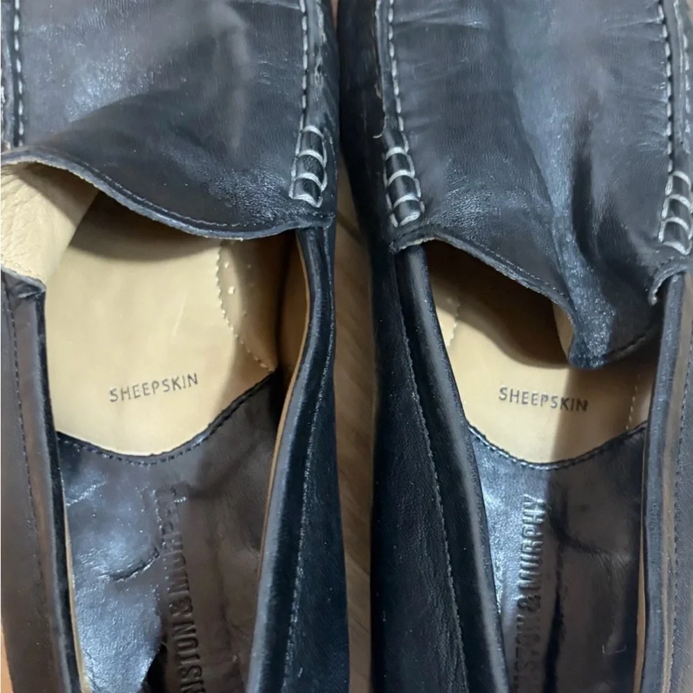 Johnston & Murphy Sz 10 Cresswell Venetian Soft Sheepskin Leather Black Slip On